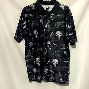 GH MENS SIZE LARGE DONT TREAD ON ME Black WHITE‎ Graphic POLO Shirt